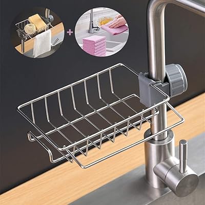 Kitchen Sink Faucet Sponge Holder Caddy Organizer Over - Image 2