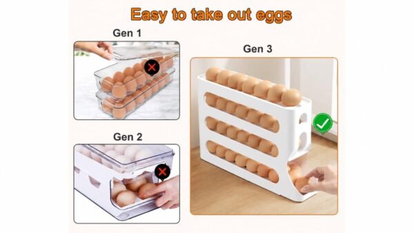 4-Tier Automatic Rolling Egg Dispenser for Refrigerator