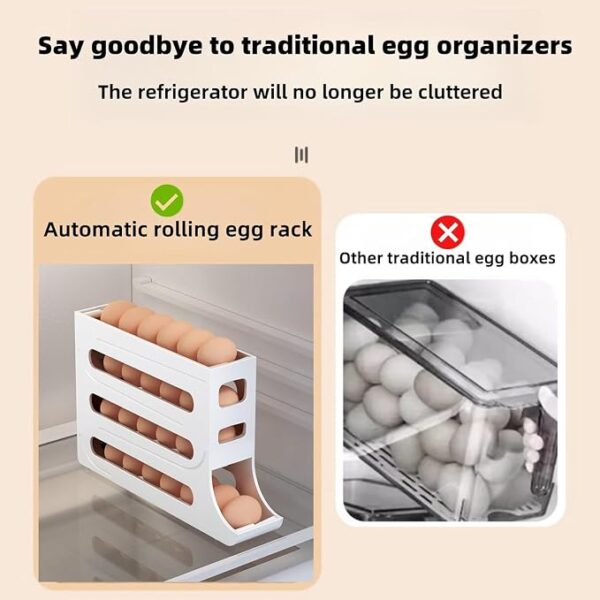 4-Tier Automatic Rolling Egg Dispenser for Refrigerator