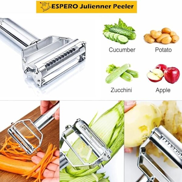 2 in 1 Stainless Steel Julienne Vegetable Peeler