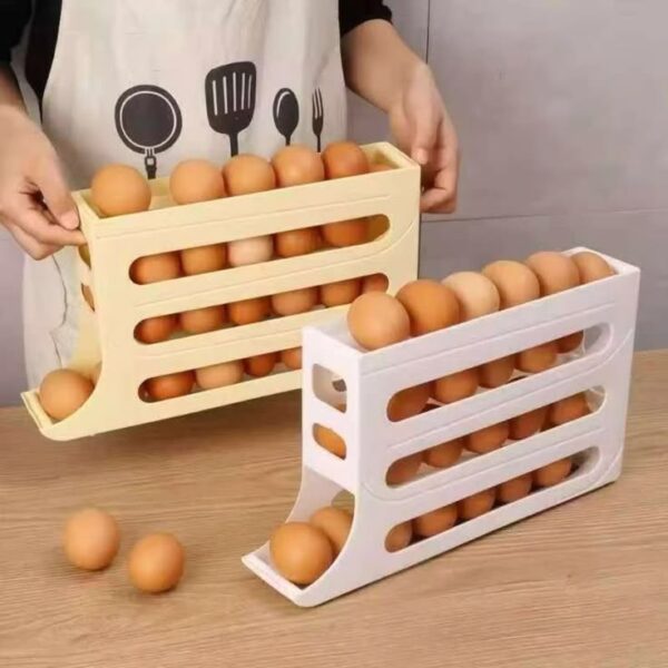4-Tier Automatic Rolling Egg Dispenser for Refrigerator
